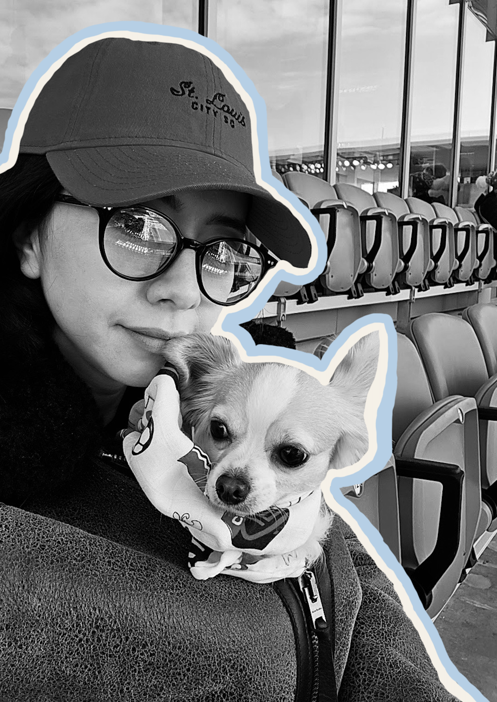 Yesenia and Cheese the chihuahua at STL City SC opening day